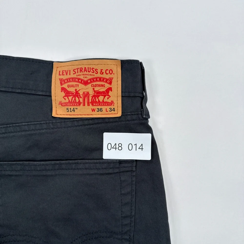 Levis Mens 514 Straight Fit Pants 36x34 Charcoal Grey Stretch Minimalist